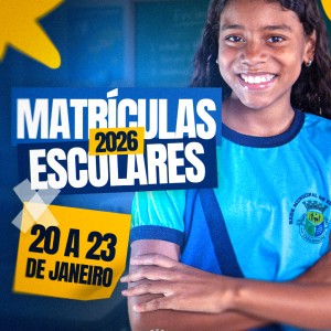 MATRÍCULAS ESCOLARES DO ANO 2026 - REDE MUNICIPAL. 20 A 23 DE JANEIRO 2026